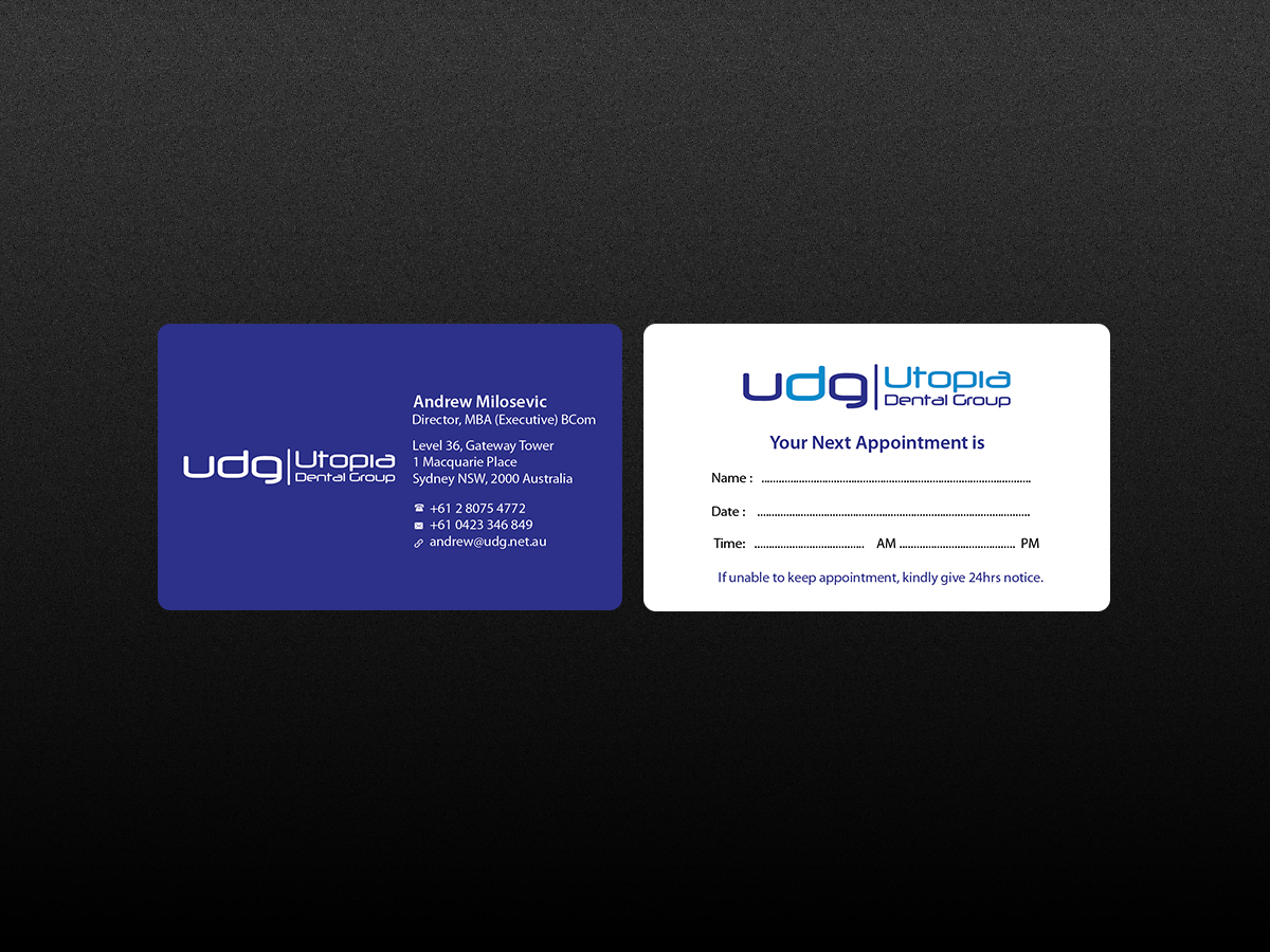 Business Card Design by Creations Box 2015 for Utopia Dental group | Design #7809170