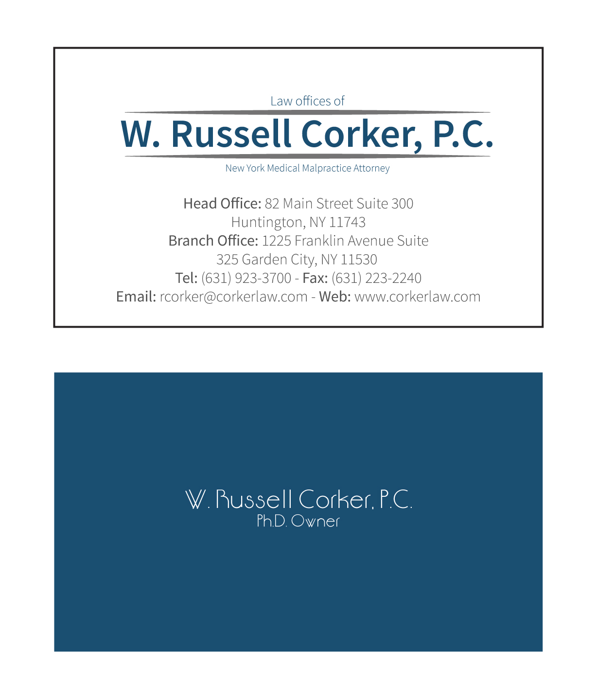 Stationery Design by Asim Nizami for Law Office of W. Russell Corker, P.C. | Design #7830687