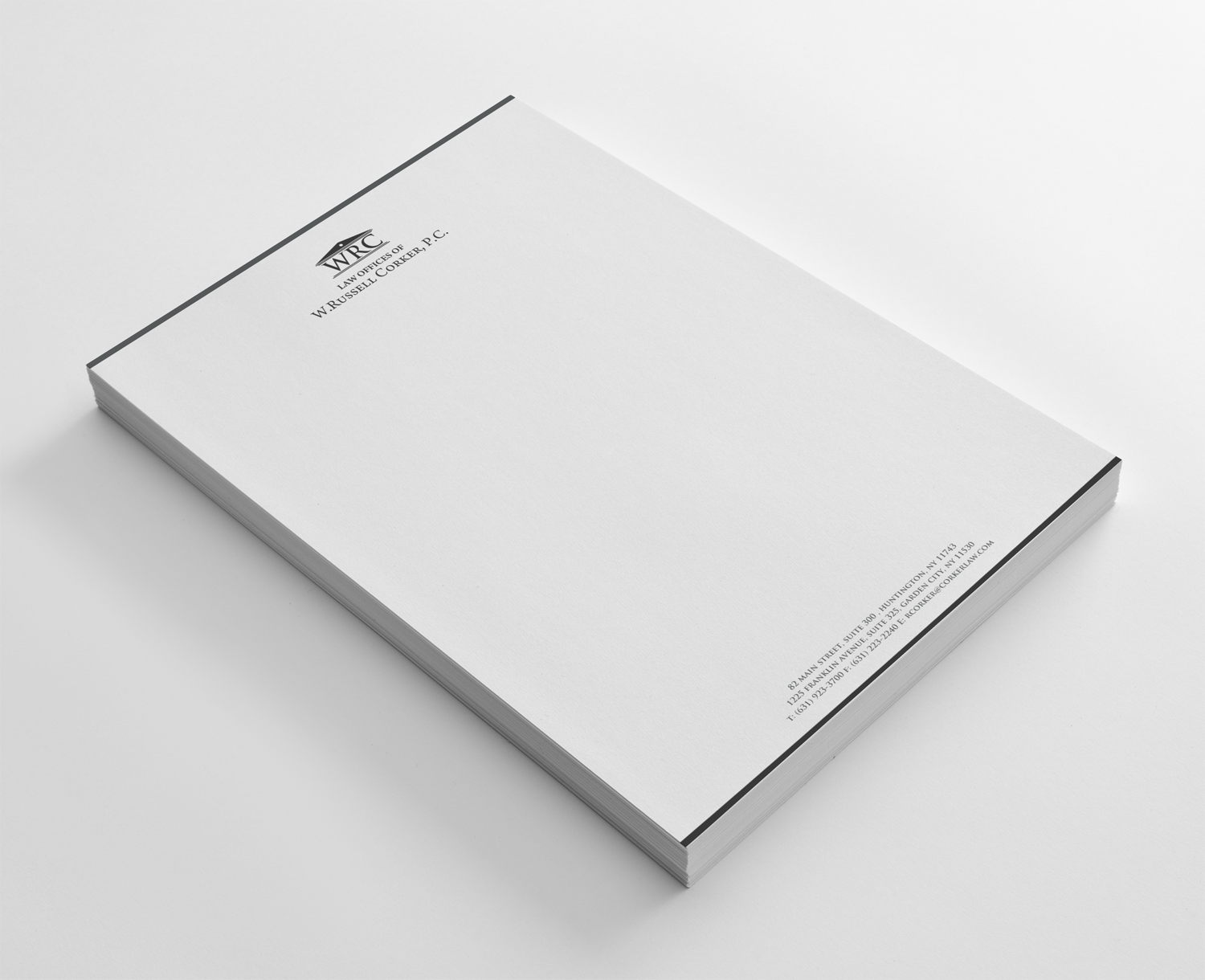 Stationery Design by chandrayaan.creative for Law Office of W. Russell Corker, P.C. | Design #7803581