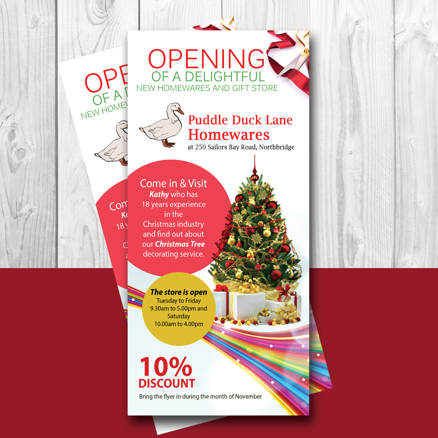elegant upmarket store flyer design for puddle duck lane homewares new store opening flyer ideas