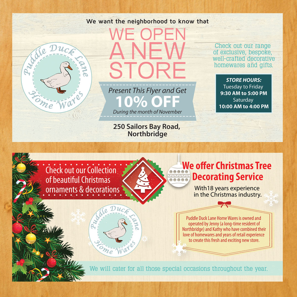 Flyer Design by Venus L. Penaflor for Puddle Duck Lane Homewares | Design #7822712