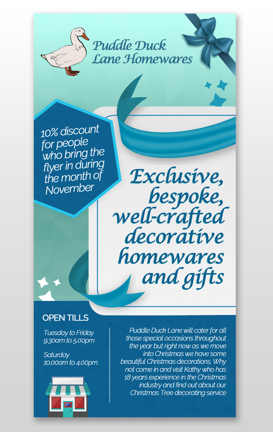 Flyer Design by Kishaloy_D for Puddle Duck Lane Homewares | Design #7811711