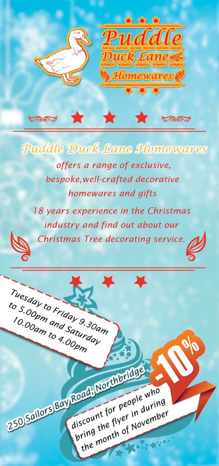 Flyer Design by Ehsan Zavoshi for Puddle Duck Lane Homewares | Design #7820615