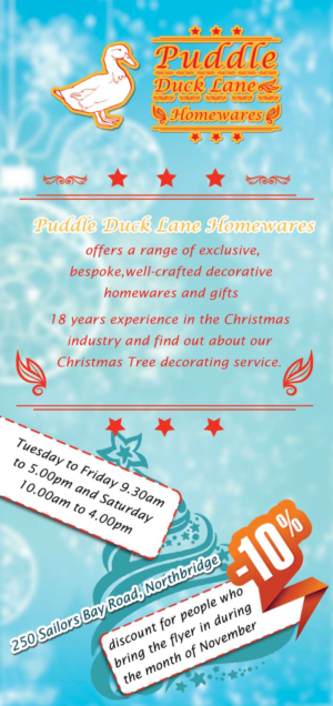 Flyer Design by Ehsan Zavoshi for Puddle Duck Lane Homewares | Design: #7820615
