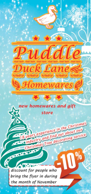 Diseño de Flyer por Perforate Studio para Puddle Duck Lane Homewares | Diseño #7820616
