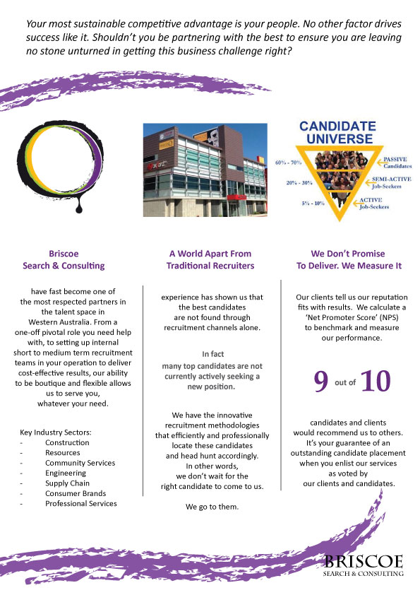 Design de Brochure par TeaBiscuit pour Briscoe Search & Consulting | Design #1951035