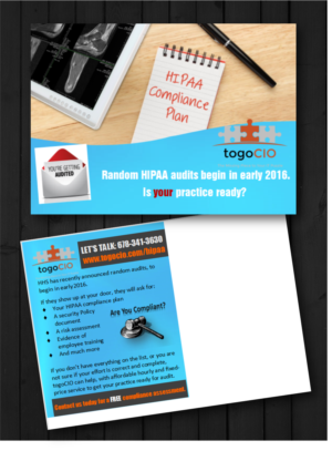 Postcard promoting HIPAA services, including training, risk assessments, policies, etc. | Postkarten-Design von citygirl17