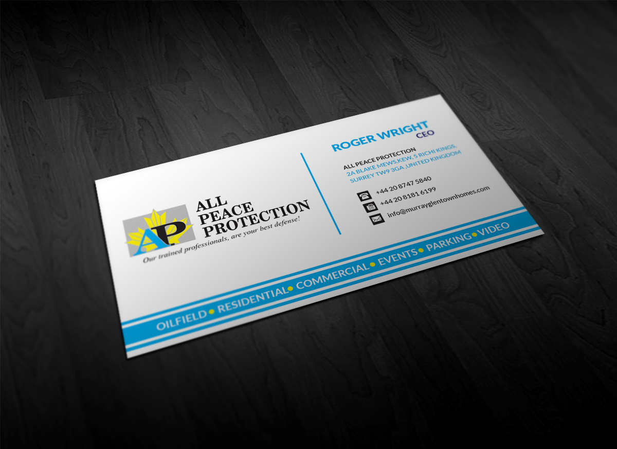 Visitenkarten-Design von Designing Birds für All Peace Protection | Design #7819792