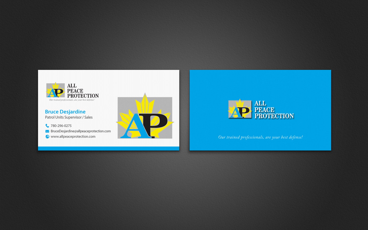 Diseño de Tarjeta de Presentación por chandrayaan.creative para All Peace Protection | Diseño #7822947