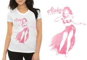 Hawaiian Hula Girl Womens Tee Design | Diseño de Camiseta por Rockalight