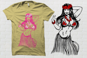 Hawaiian Hula Girl Womens Tee Design | Diseño de Camiseta por 99.degree