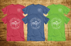 Sagos Bar Beach Theme with our logo T-Shirt Design | T-shirt Design by CoffeeBreak88