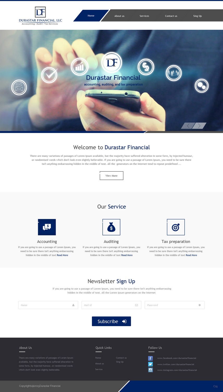 Web Design par pb pour Durastar Financial, LLC | Design #7852909