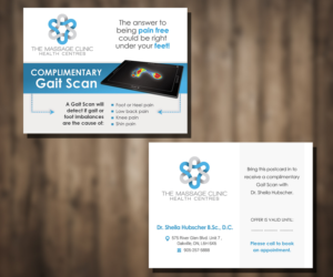 Complimentary Gait Scan promotional postcard for a chiropractor