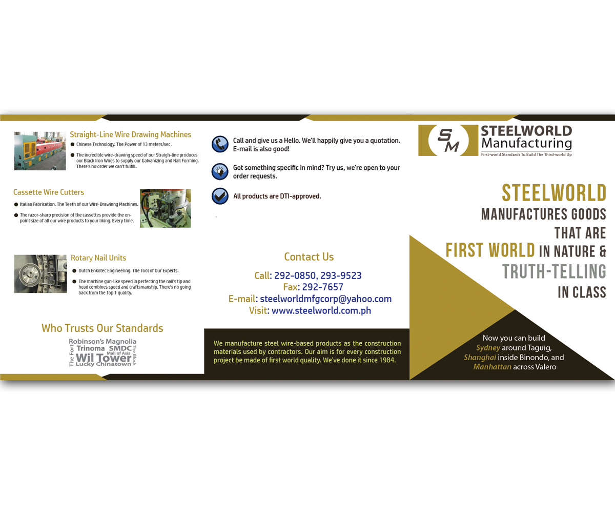 Brochure Design by Andrew1965 for Steelworld Manufacturing | Design #2131057