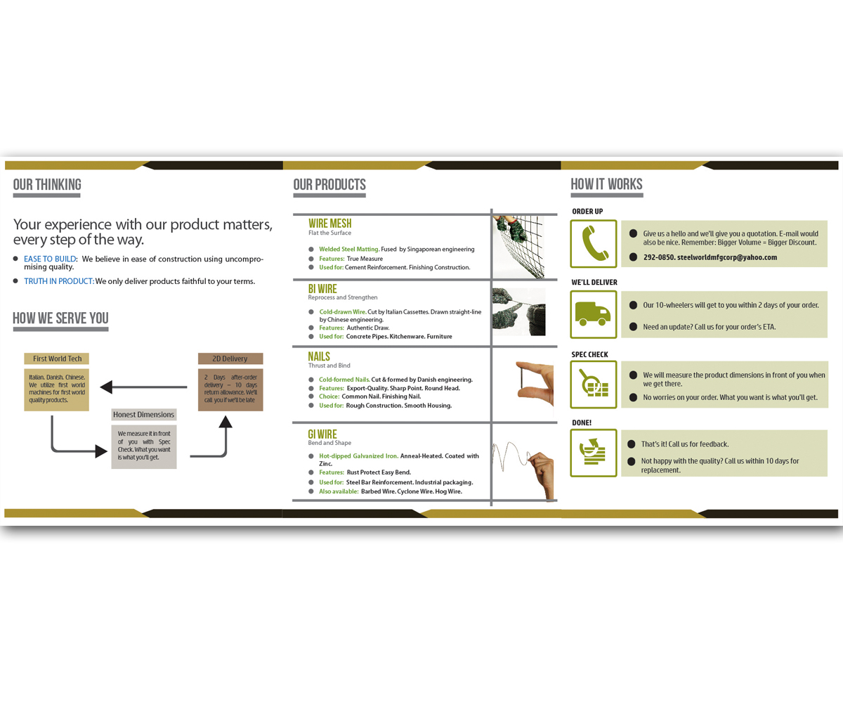 Brochure Design by Andrew1965 for Steelworld Manufacturing | Design #2131068