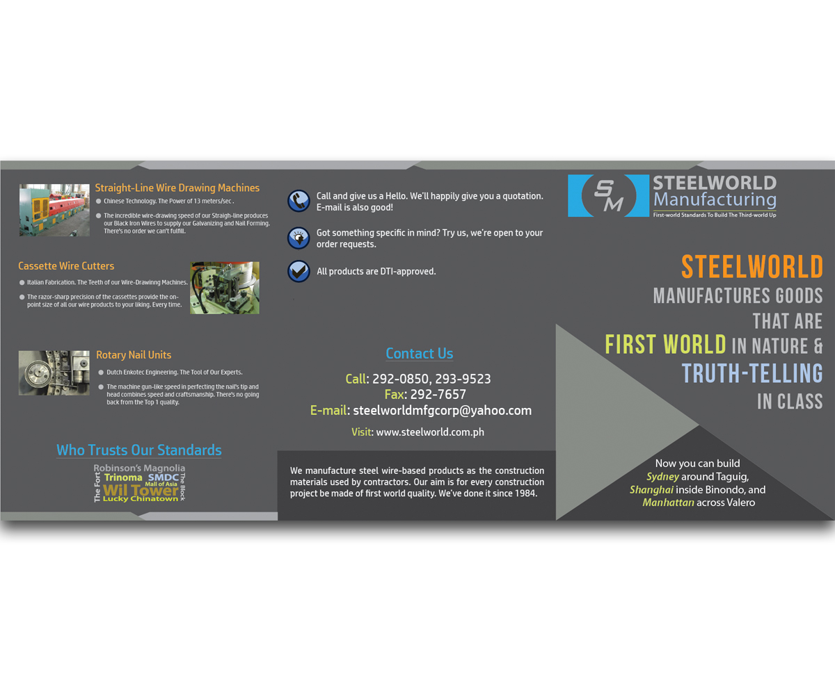 Broschüren-Design von Andrew1965 für Steelworld Manufacturing | Design #2131250