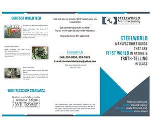 Broschüren-Design von Andrew1965 für Steelworld Manufacturing | Design: #2136095