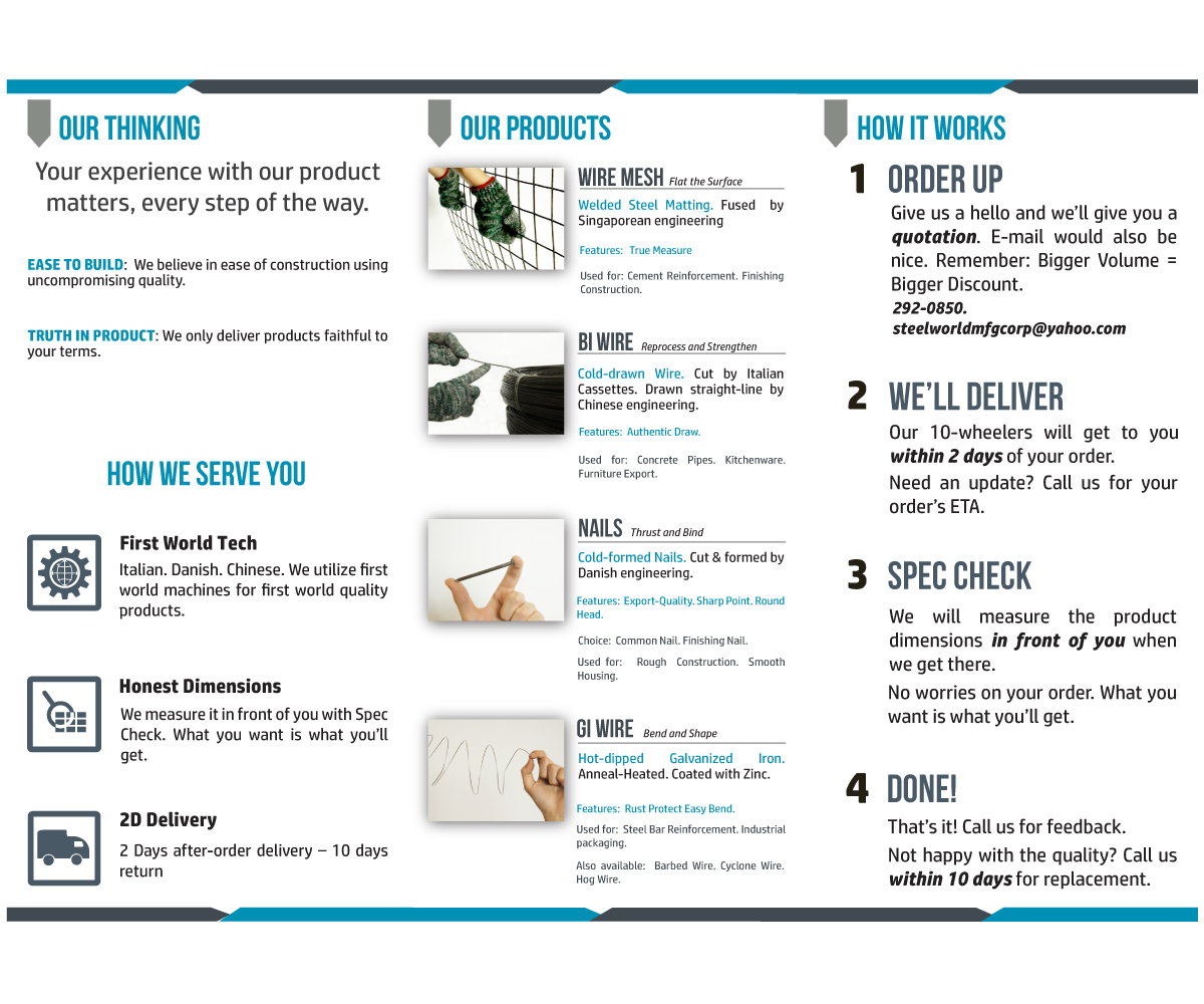 Brochure Design by Andrew1965 for Steelworld Manufacturing | Design #2142604