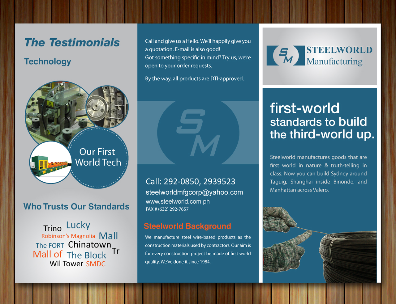 Design de Brochure par Sbss pour Steelworld Manufacturing | Design #2114262