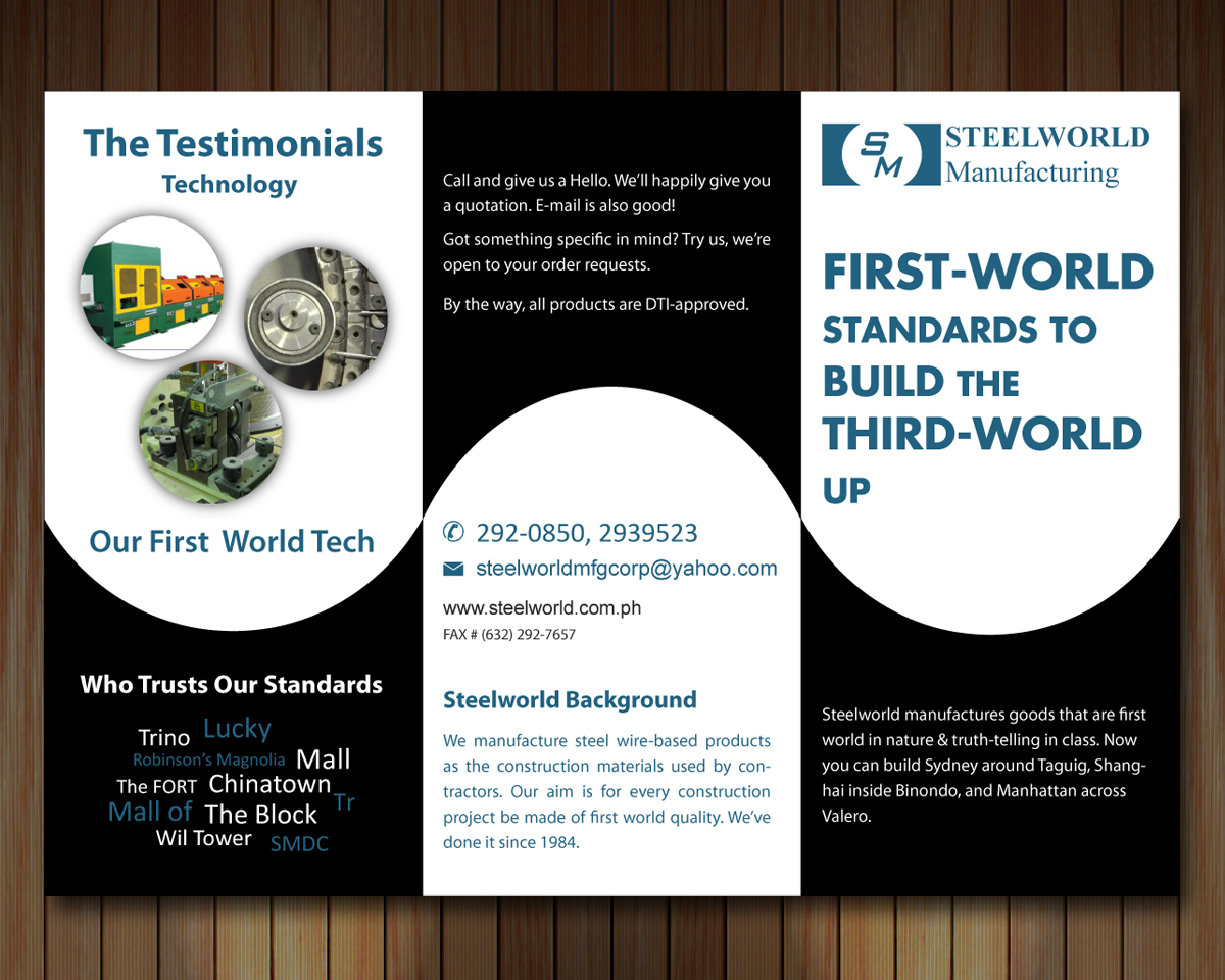 Design de Brochure par Sbss pour Steelworld Manufacturing | Design #2115086