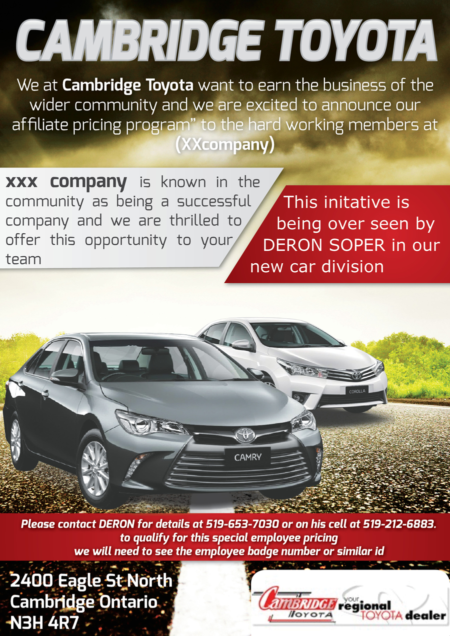 Flyer Design by Alvin24 for CAMBRIDGE TOYOTA | Design #7991308