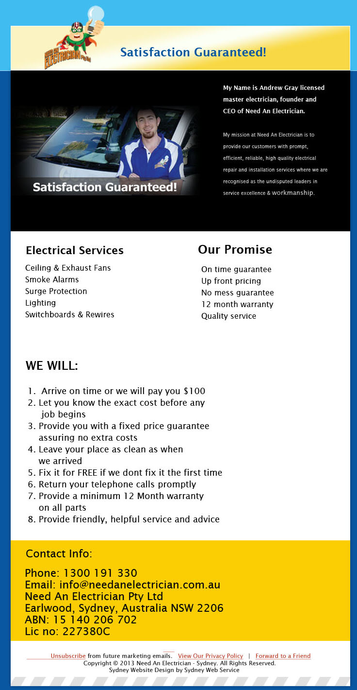 Newsletter Design by MAS for Need An Electrician Pty Ltd | Design #1993896