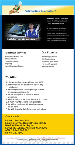 Newsletter Design by MAS for Need An Electrician Pty Ltd | Design: #1993896