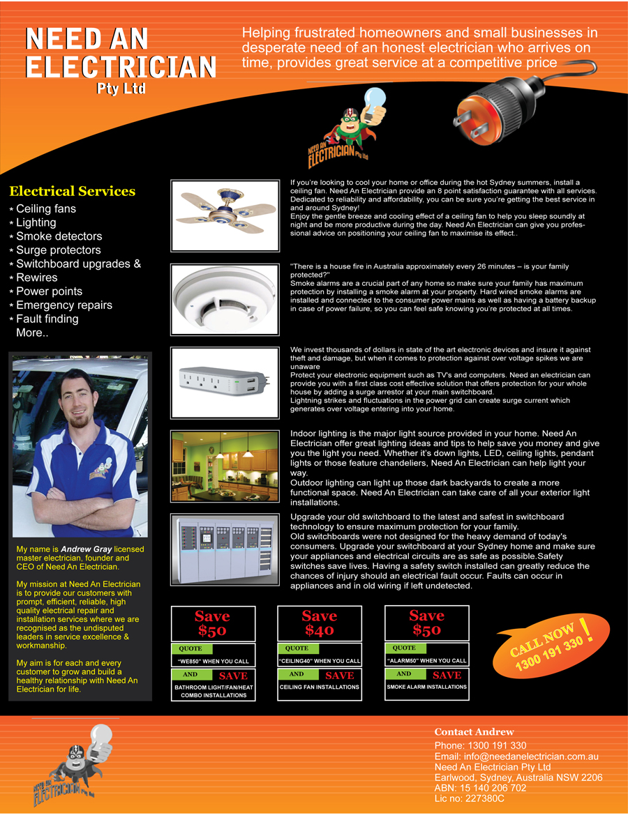Newsletter Design by MAS for Need An Electrician Pty Ltd | Design #2003144