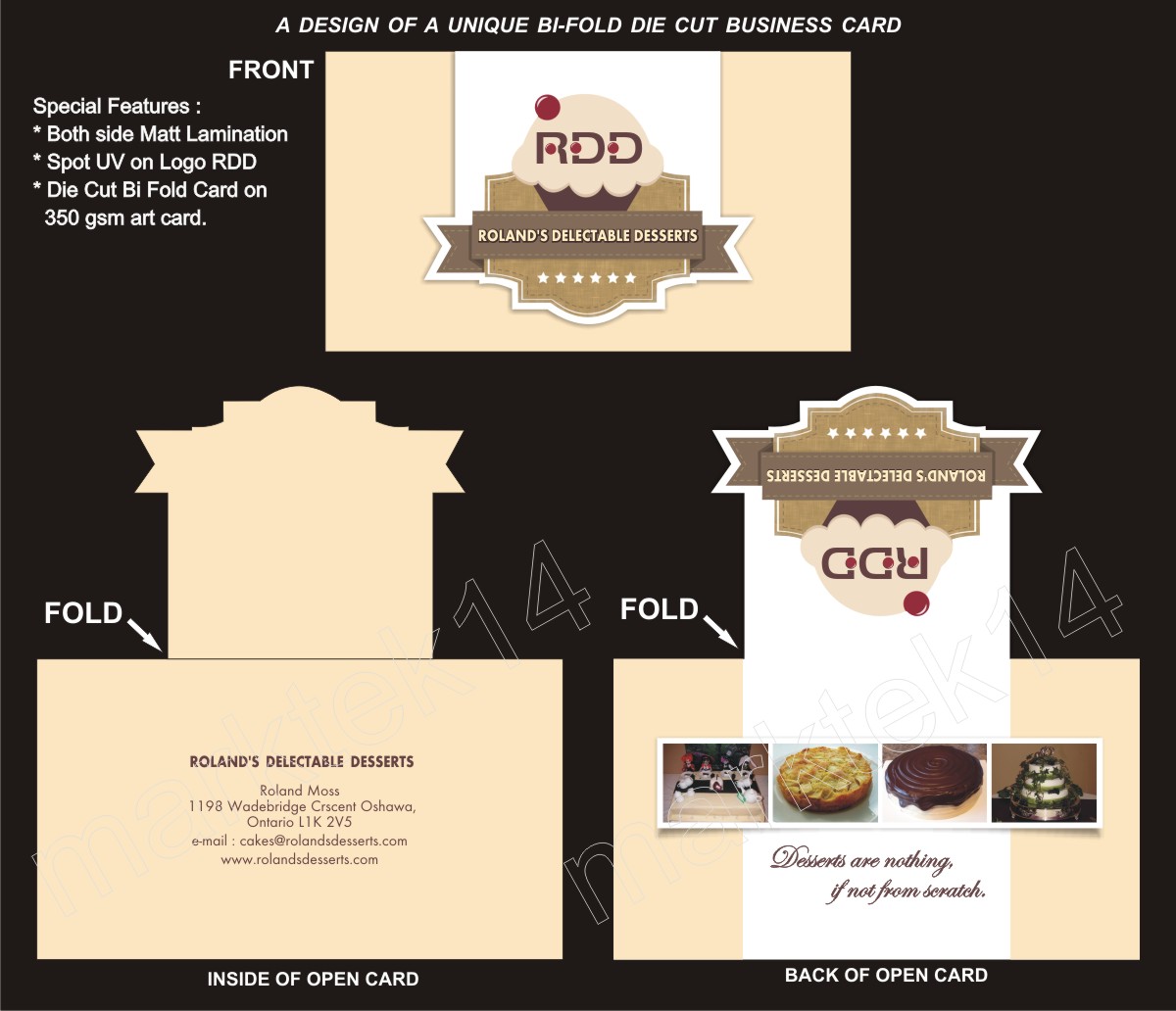 Business Card Design by marktek14 for Roland's Delectable Desserts | Design #1952630
