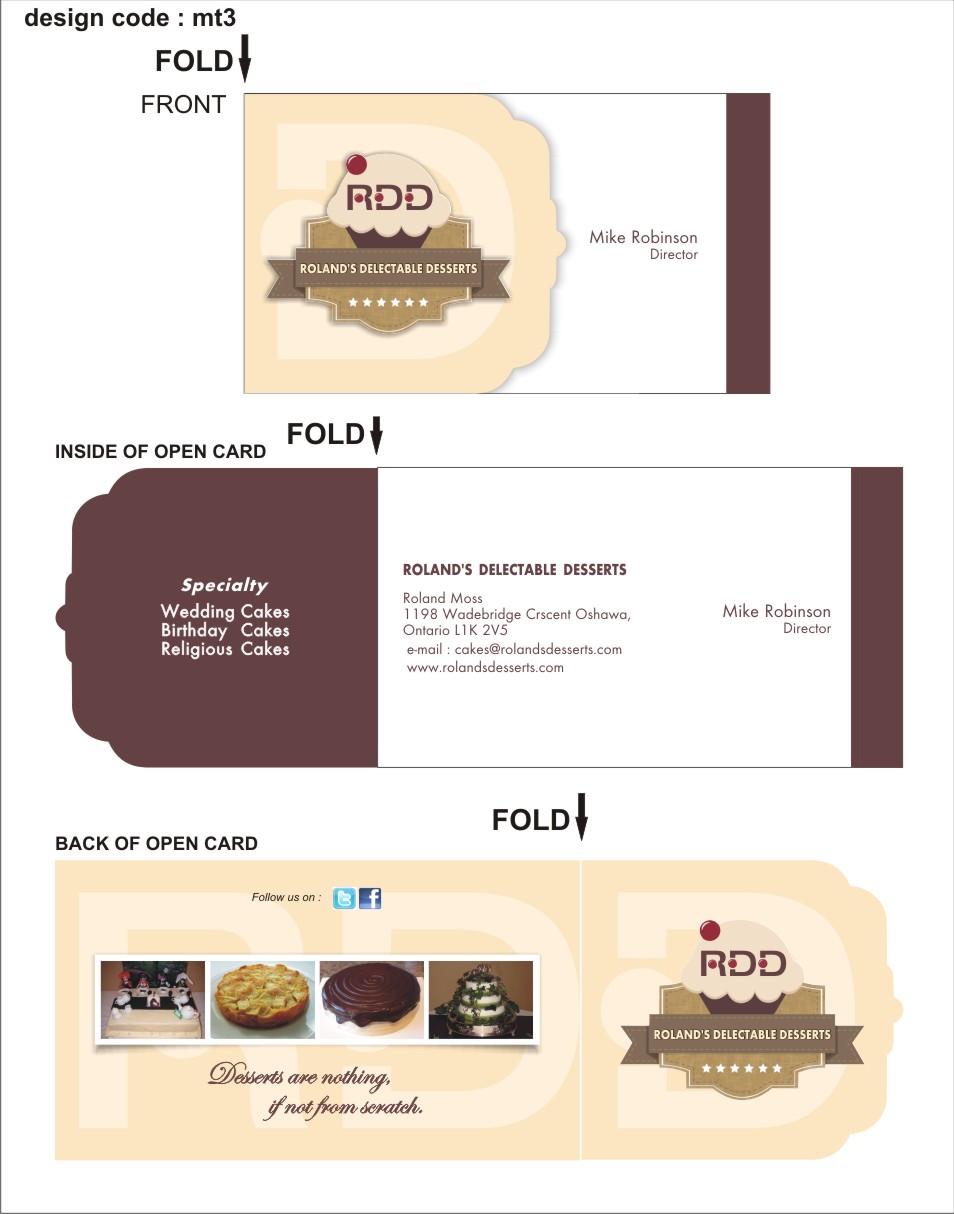 Business Card Design by marktek14 for Roland's Delectable Desserts | Design #1965204