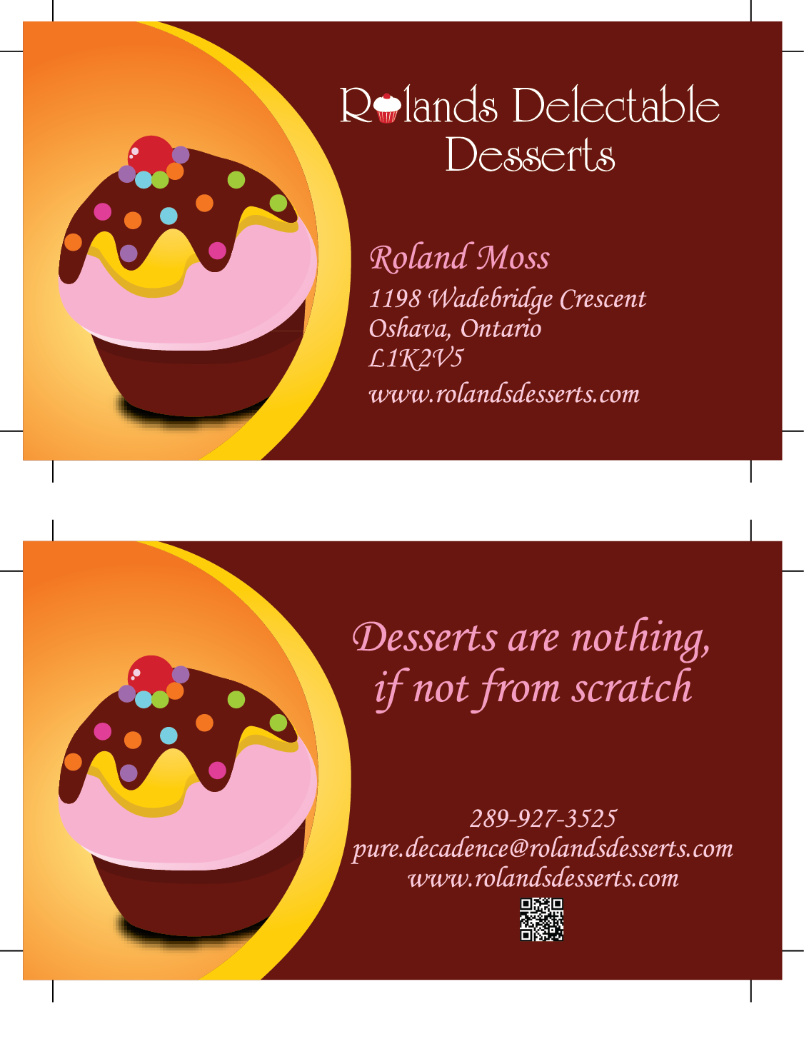 Business Card Design by Creative hub for Roland's Delectable Desserts | Design #1976925