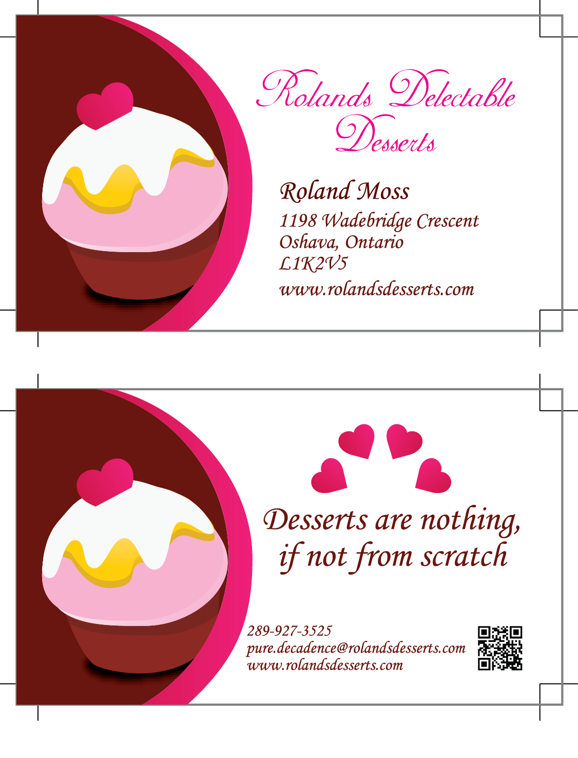 Business Card Design by Creative hub for Roland's Delectable Desserts | Design #1976978
