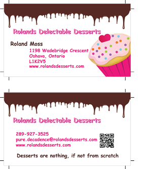 Diseño de Tarjeta de Presentación por Creative hub para Roland's Delectable Desserts | Diseño: #1977458