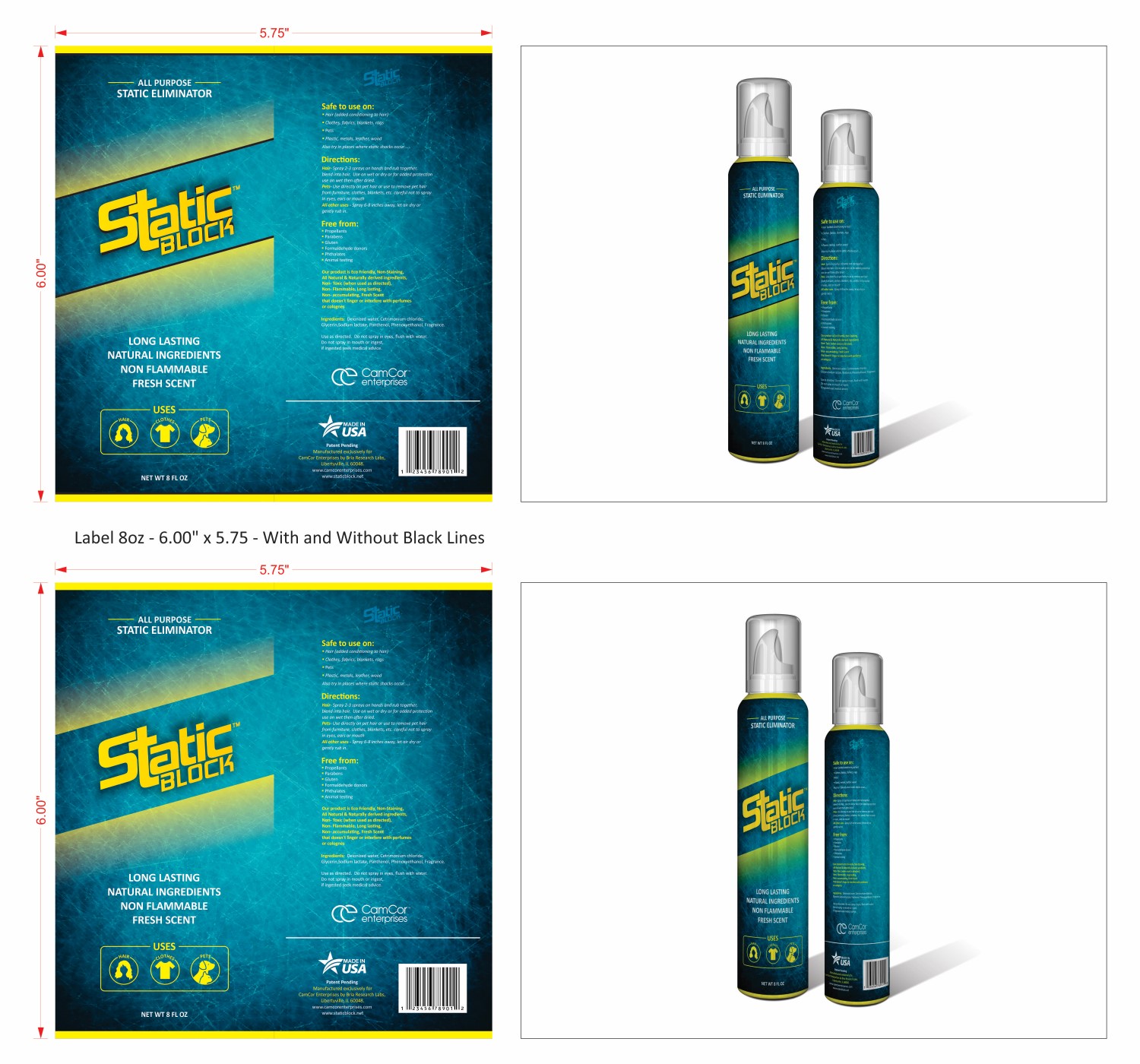 Label Design by DG for CamCor Enterprises Inc | Design #9379881