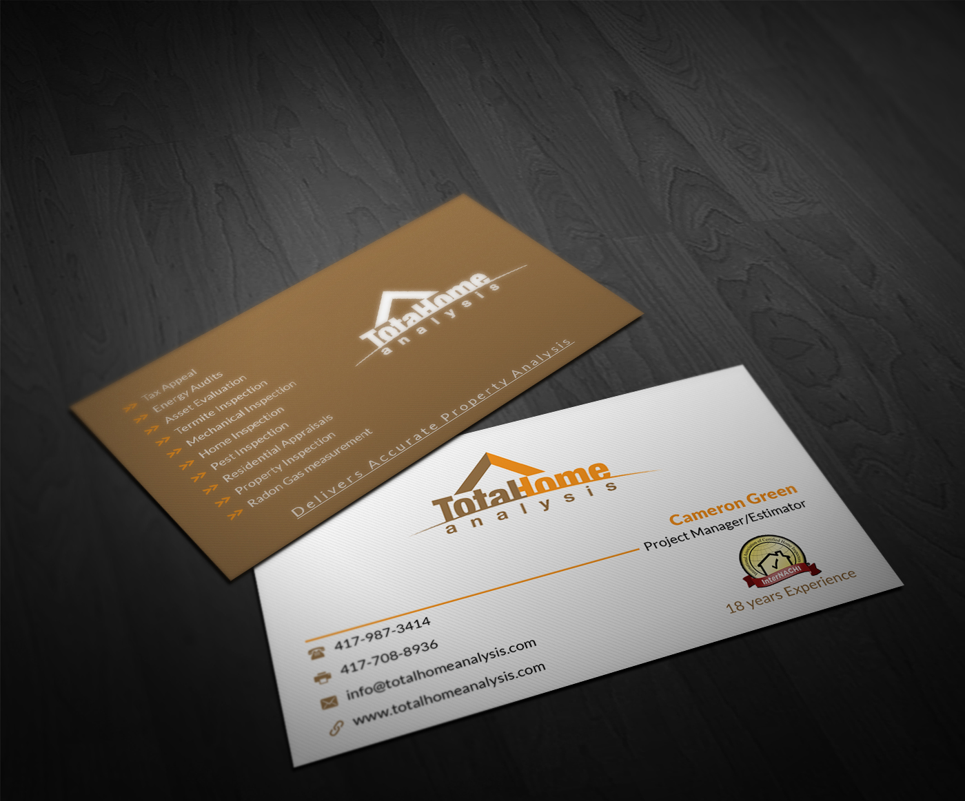 Business Card Design by Pointless Pixels India for Total Home Analysis | Design #7889089