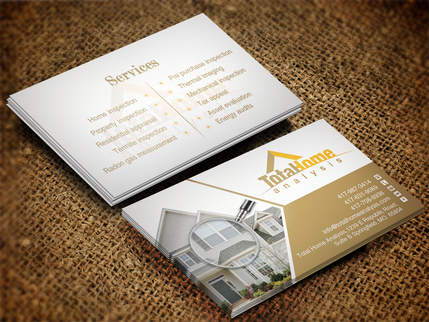 Design de Carte de Visite par Lanka Ama pour Total Home Analysis | Design #7886165