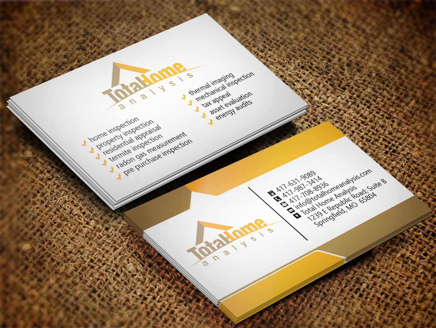 Design de Carte de Visite par Lanka Ama pour Total Home Analysis | Design #7886169
