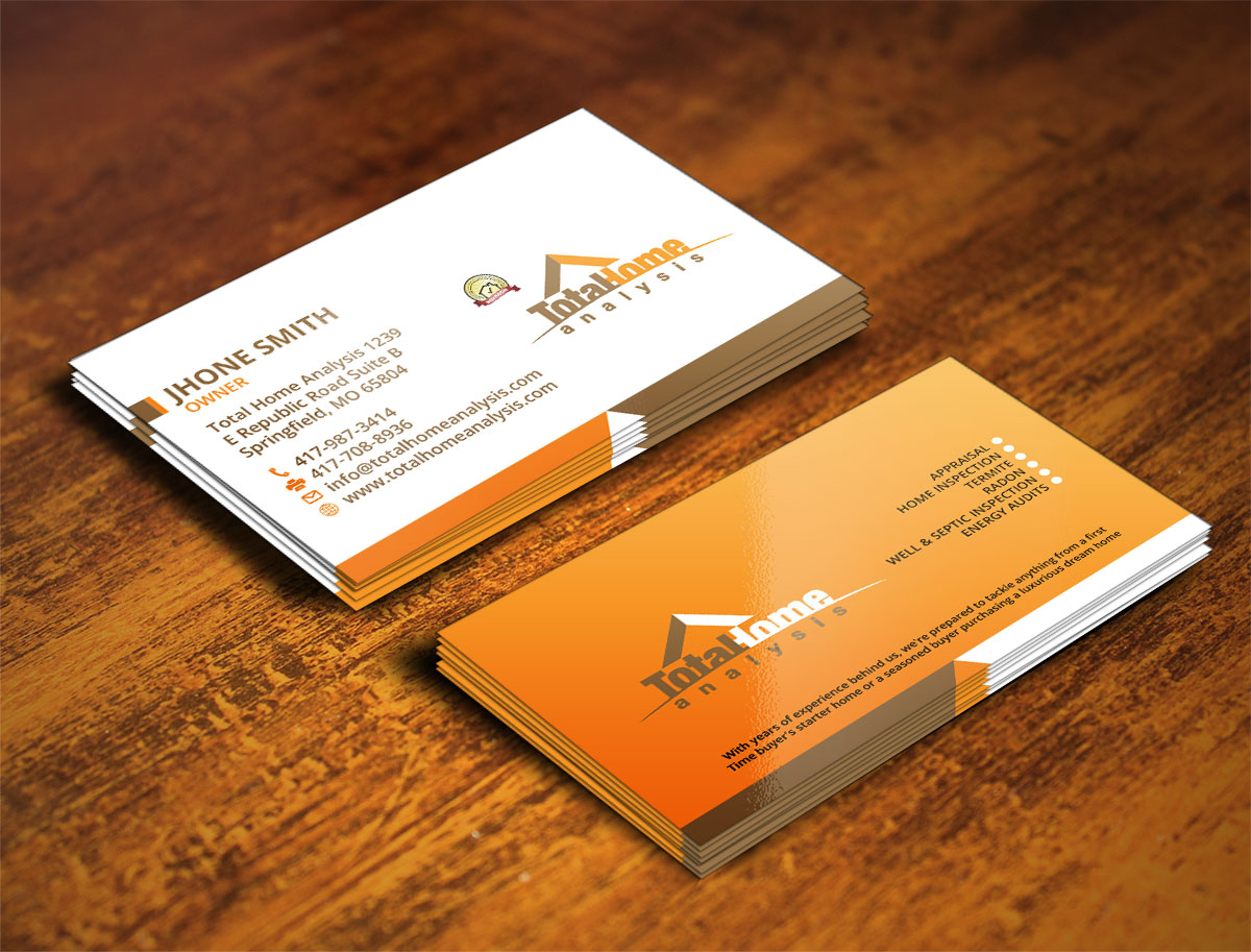 Business Card Design by Verified artistry (Design garden) for Total Home Analysis | Design #7891639