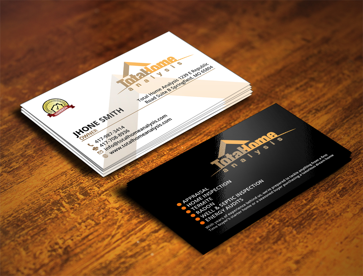 Business Card Design by Verified artistry (Design garden) for Total Home Analysis | Design #7891651