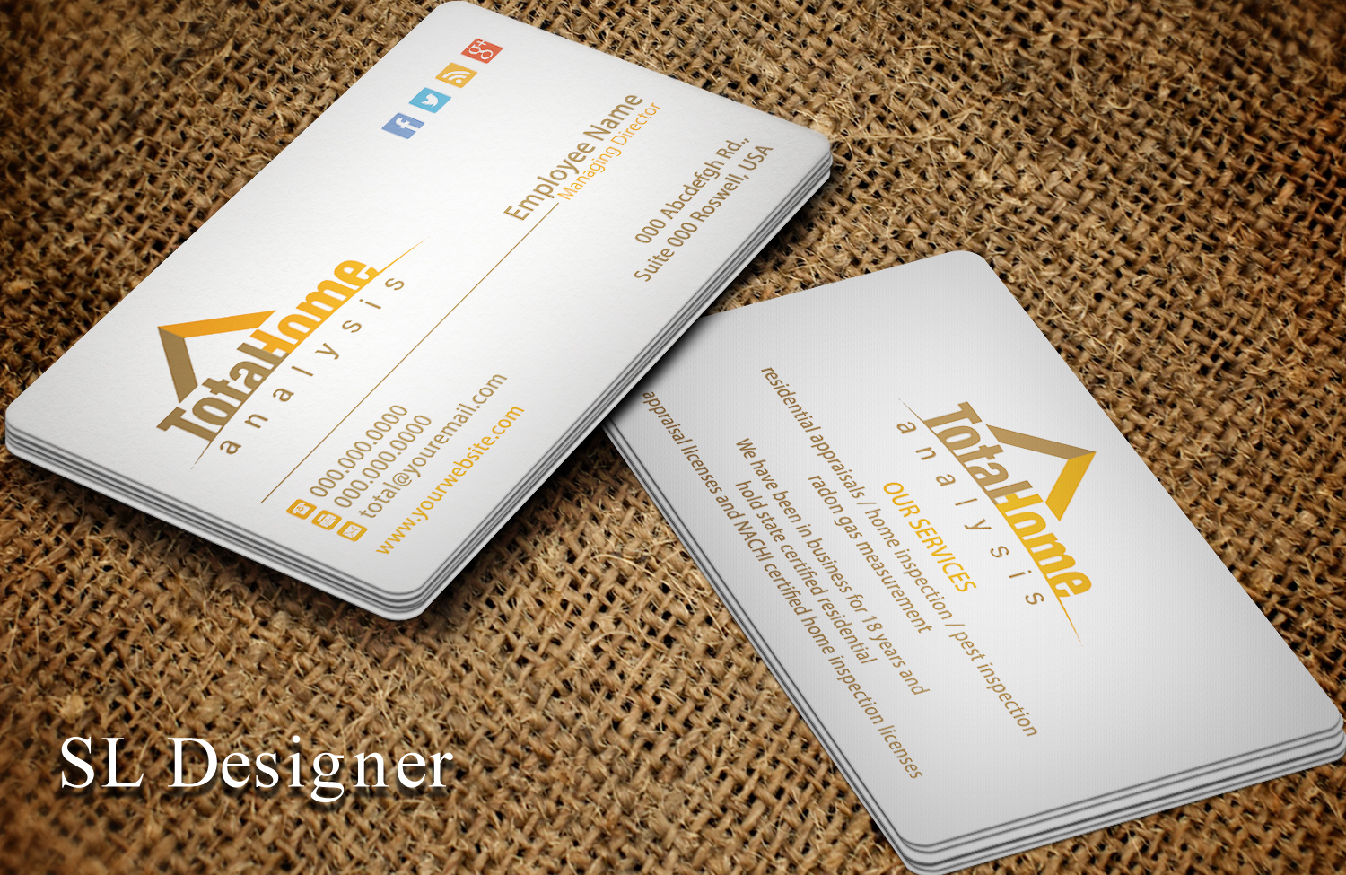 Design de Carte de Visite par SL Designer pour Total Home Analysis | Design #7880653