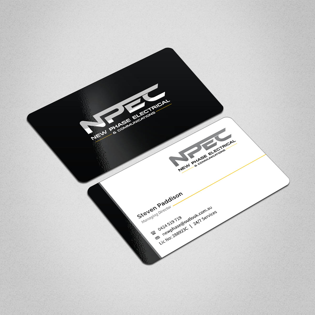 Business Card Design by INDIAN_Ashok for New Phase Electrical & Communications | Design #8437483