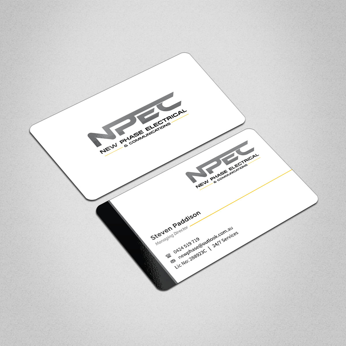 Business Card Design by INDIAN_Ashok for New Phase Electrical & Communications | Design #8437485