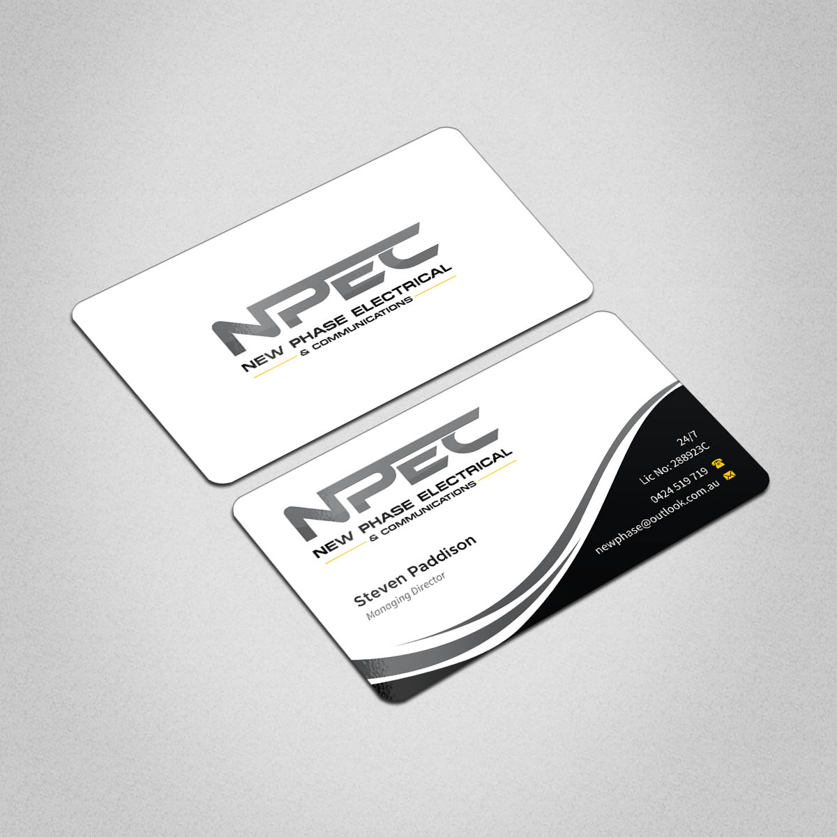 Business Card Design by INDIAN_Ashok for New Phase Electrical & Communications | Design #8437486