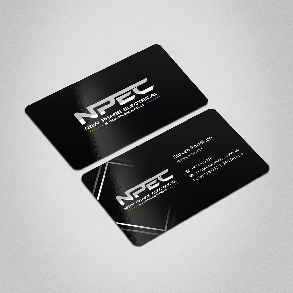 Business Card Design by INDIAN_Ashok for New Phase Electrical & Communications | Design #8437488