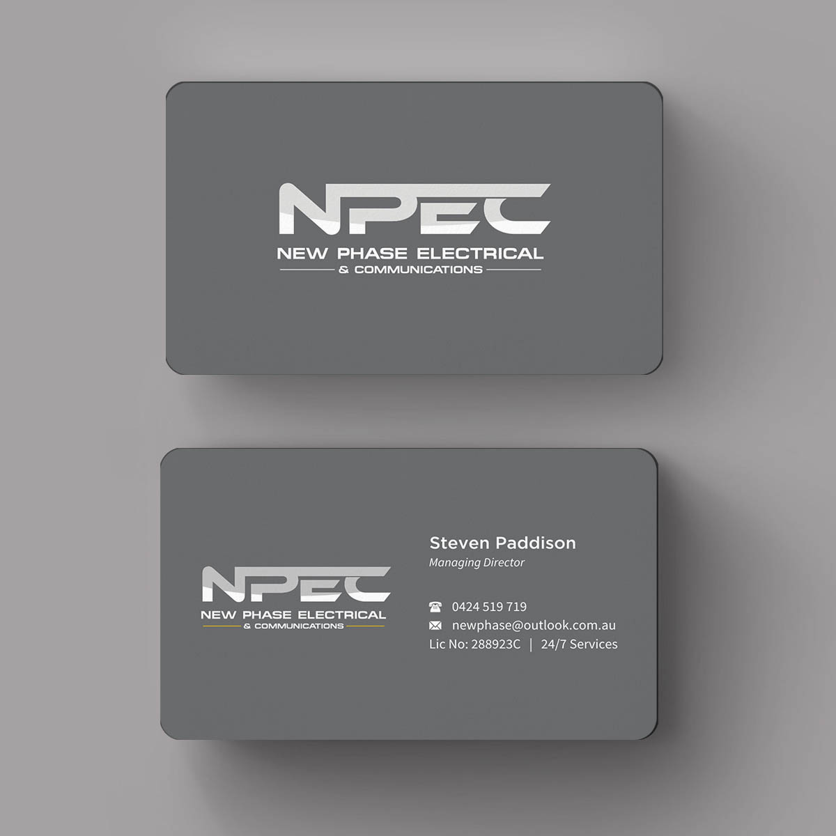 Business Card Design by INDIAN_Ashok for New Phase Electrical & Communications | Design #8437490