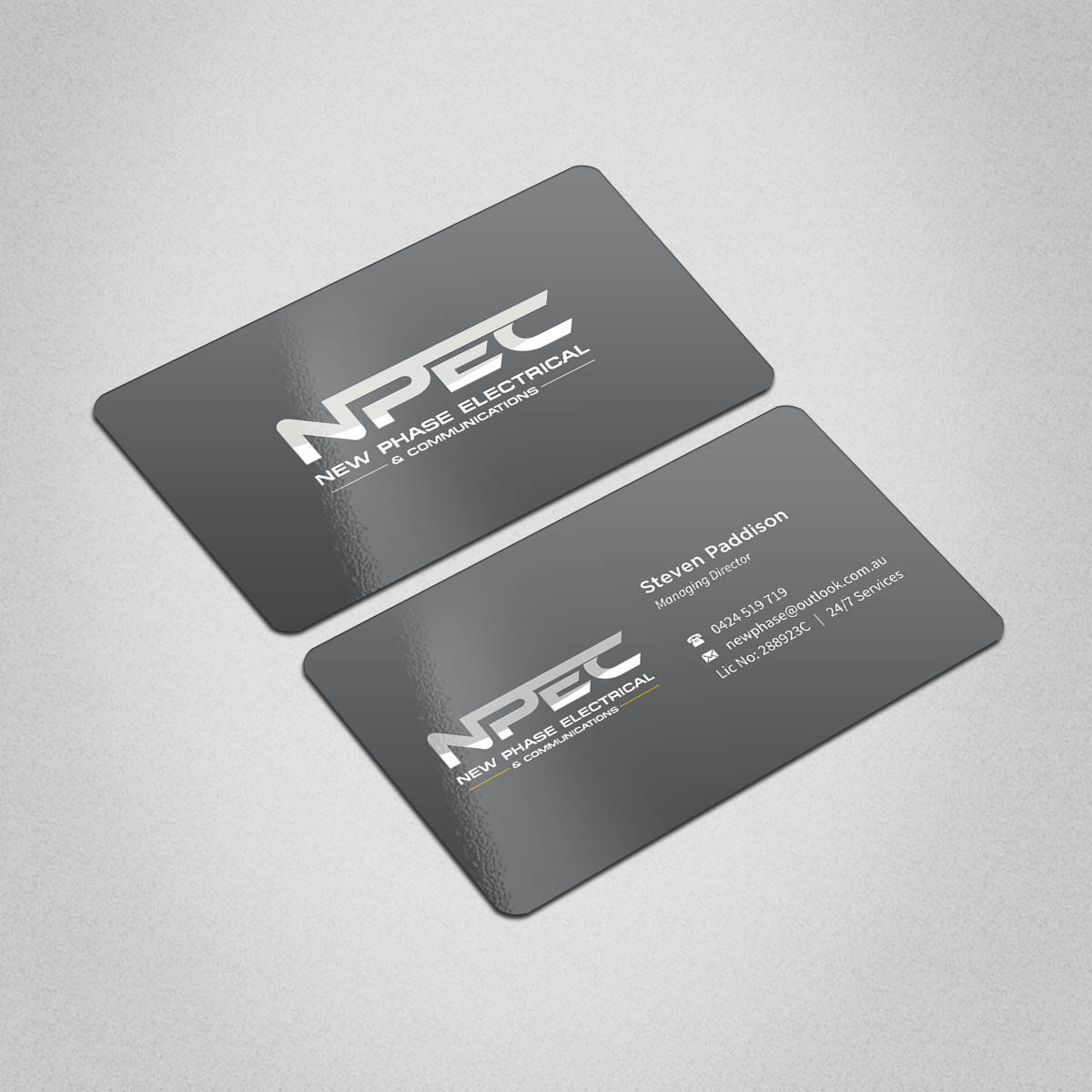 Business Card Design by INDIAN_Ashok for New Phase Electrical & Communications | Design #8437491