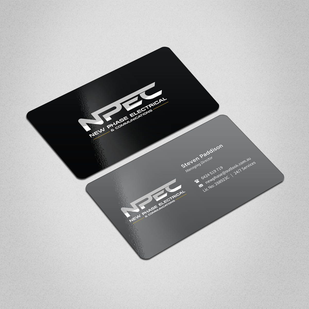 Business Card Design by INDIAN_Ashok for New Phase Electrical & Communications | Design #8437492
