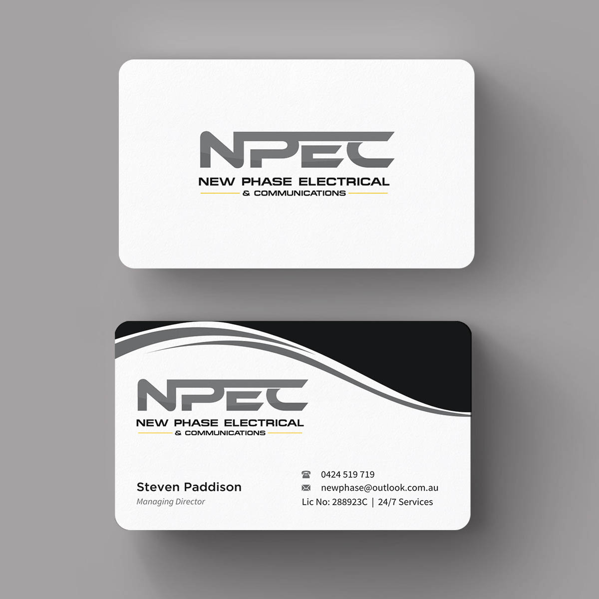 Business Card Design by INDIAN_Ashok for New Phase Electrical & Communications | Design #8437497