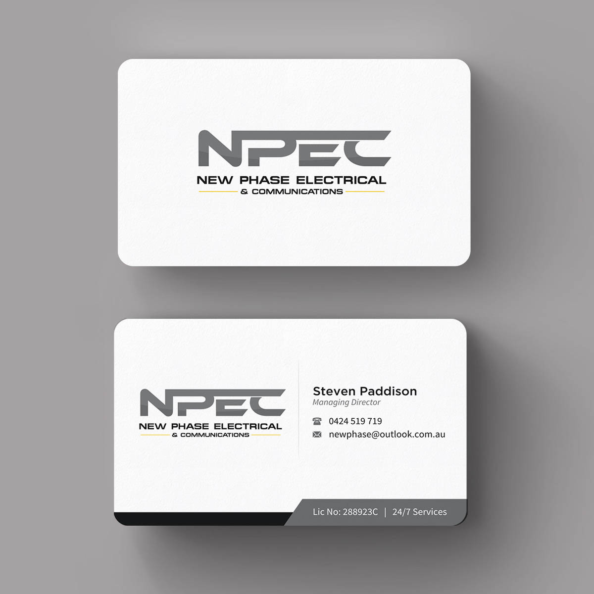 Business Card Design by INDIAN_Ashok for New Phase Electrical & Communications | Design #8437498